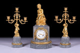 FRENCH CLOCK GARNITURE BY PROSPER ROUSSEL OF PARIS - REF No. 104