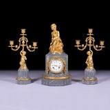 FRENCH CLOCK GARNITURE BY PROSPER ROUSSEL OF PARIS - REF No. 104