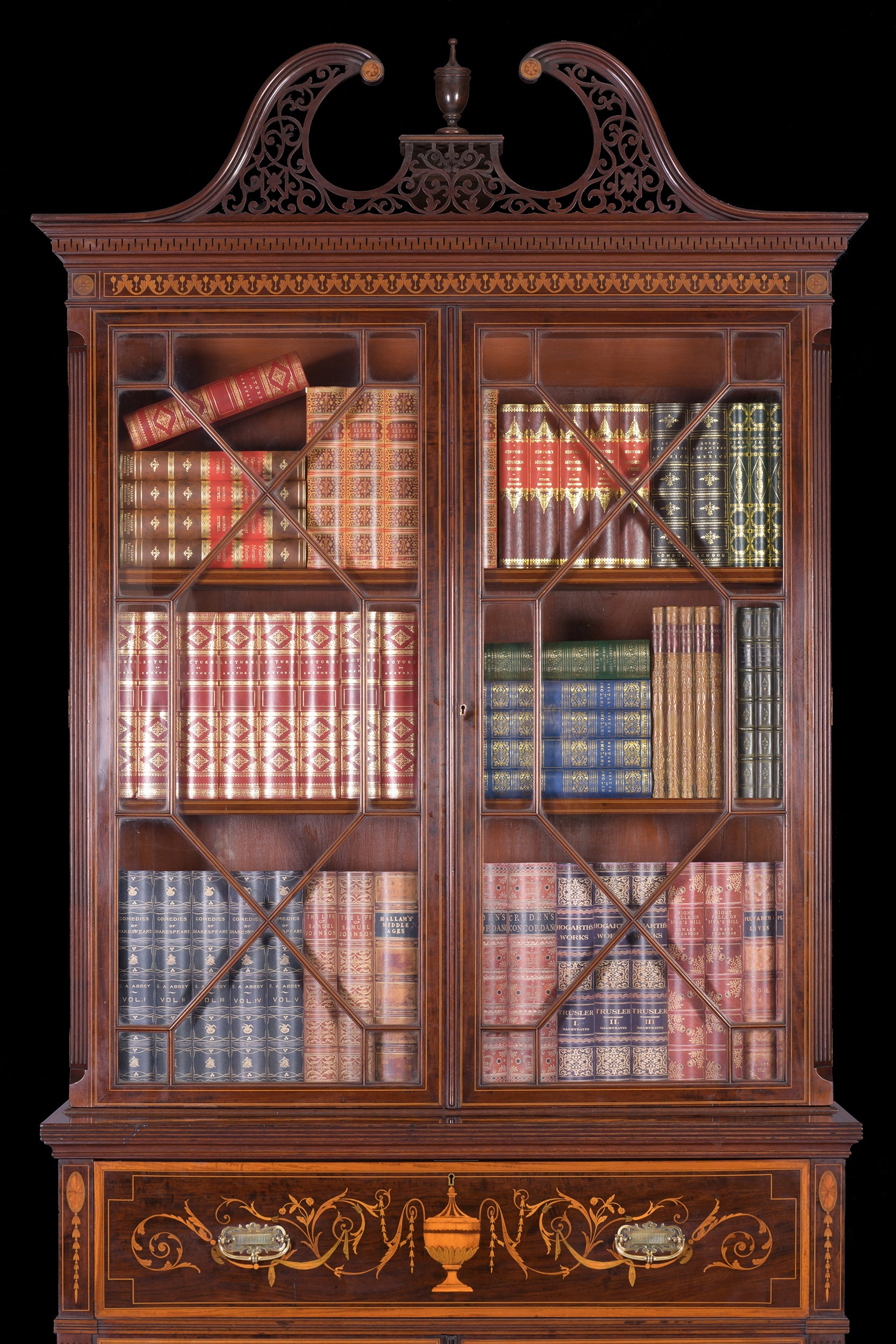 SECRETAIRE BOOKCASE STAMPED EDWARDS & ROBERTS OF LONDON - REF No. 4053