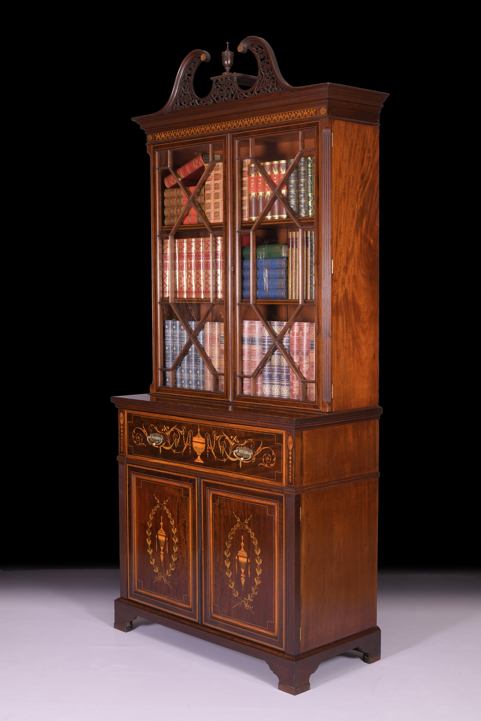 SECRETAIRE BOOKCASE STAMPED EDWARDS & ROBERTS OF LONDON - REF No. 4053