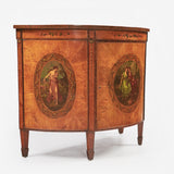 A MAGNIFICENT SATINWOOD PAINTED DEMI-LUNE SIDE CABINET - REF No. 4036