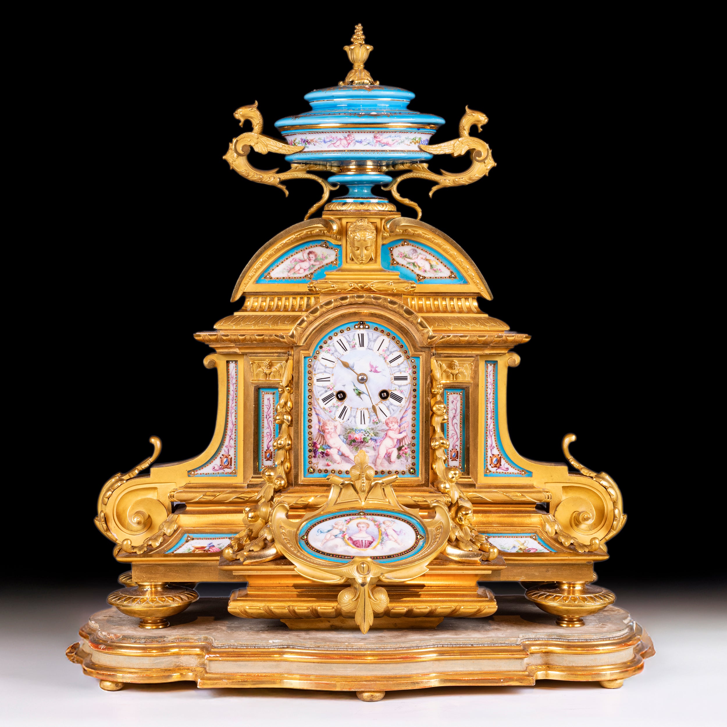 SEVRES STYLE PORCELAIN CLOCK GARNITURE - REF No. 151