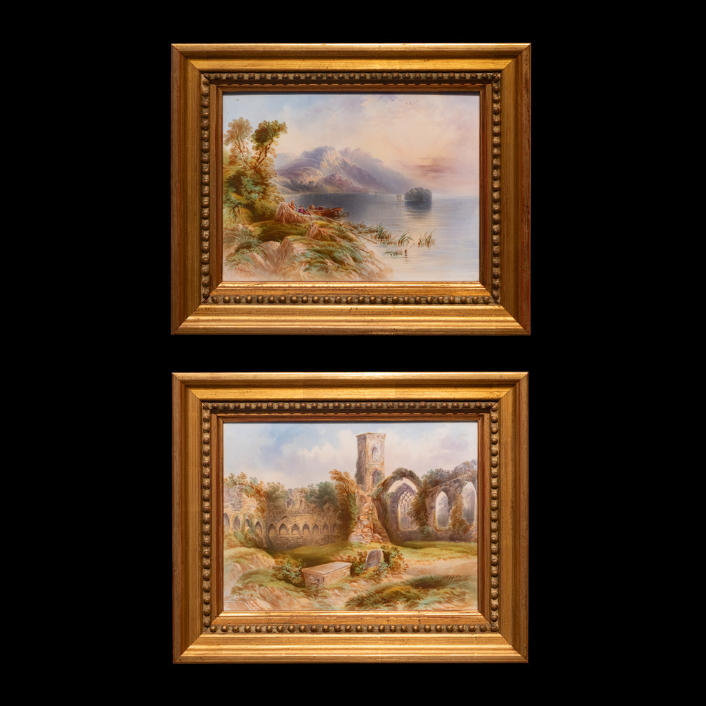 JOSEPH BIRBECK PORCELAIN PLAQUES OF KILLARNEY LAKES & SLIGO ABBEY -REF No. 2031