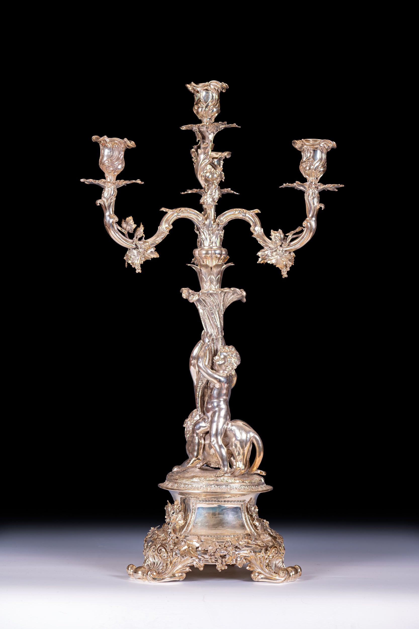 IMPORTANT PAIR OF SILVER CANDELABRA BY HUNT & ROSKILL LATE STORR & MORTIMER - REF No. 187