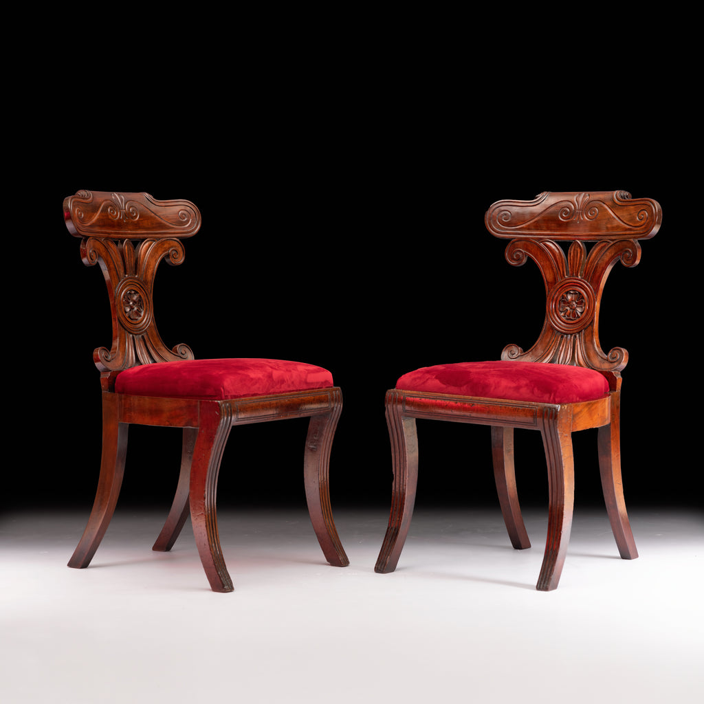 PAIR OF IRISH REGENCY HALL CHAIRS STAMPED P. TURNER - REF No. 8027