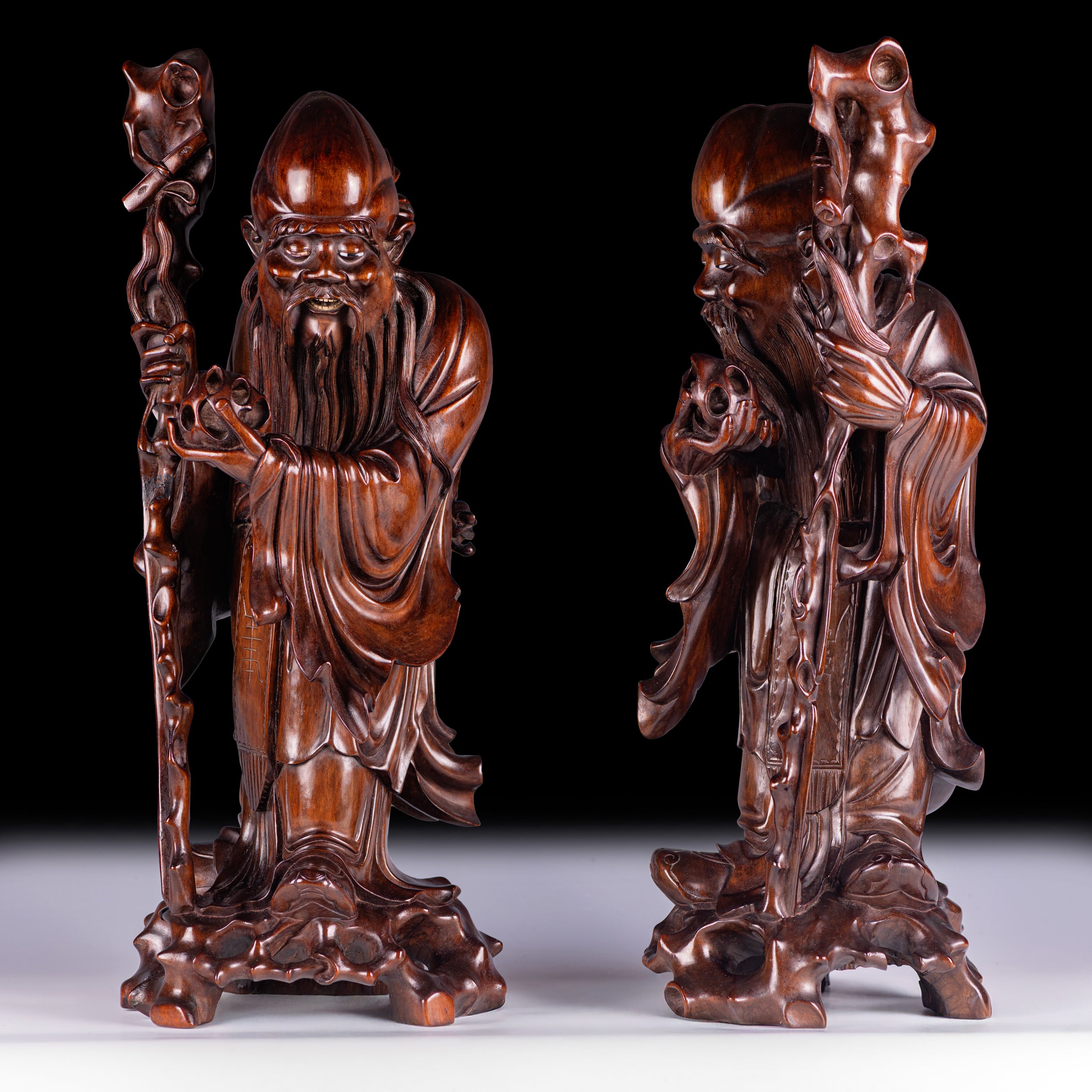 QUING QYNASTY HARDWOOD FGURES OF IMMORTALS - REF No. 1076