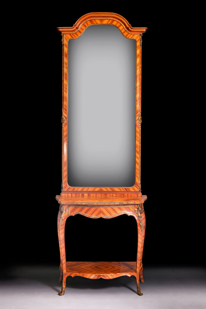 SATINWOOD CONOLE TABLE & MIRROR - REF No. 5021