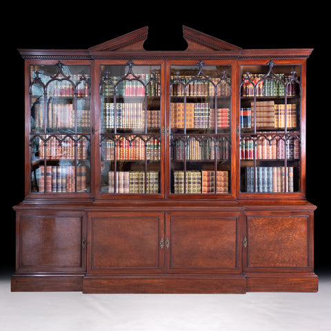 GEORGE III CHIPPENDALE BREAKFRONT BOOKCASE - REF No. 4078