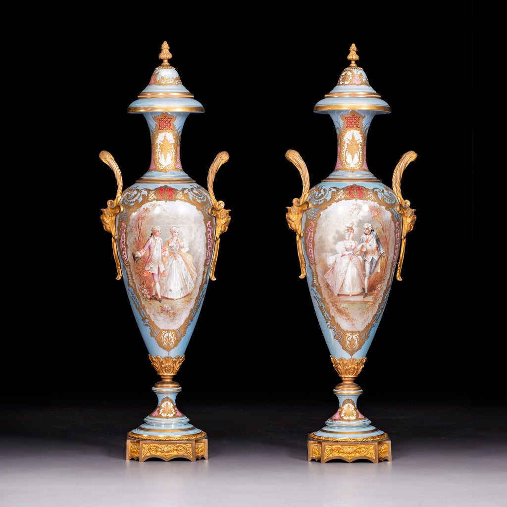 PAIR OF 19TH CENTURY SEVRES PORCELAIN VASES - REF No. 186