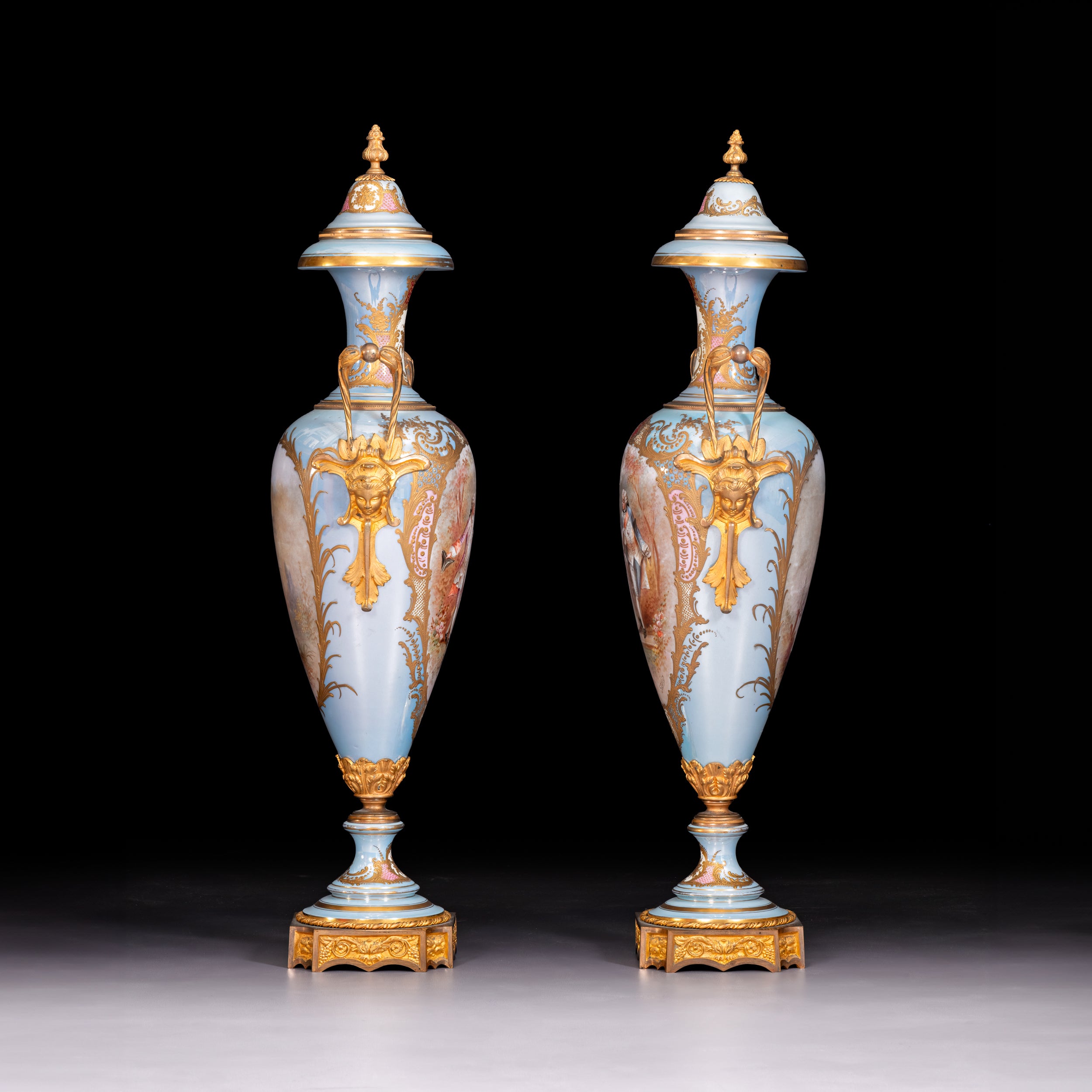 PAIR OF 19TH CENTURY SEVRES PORCELAIN VASES - REF No. 186