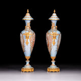 PAIR OF 19TH CENTURY SEVRES PORCELAIN VASES - REF No. 186