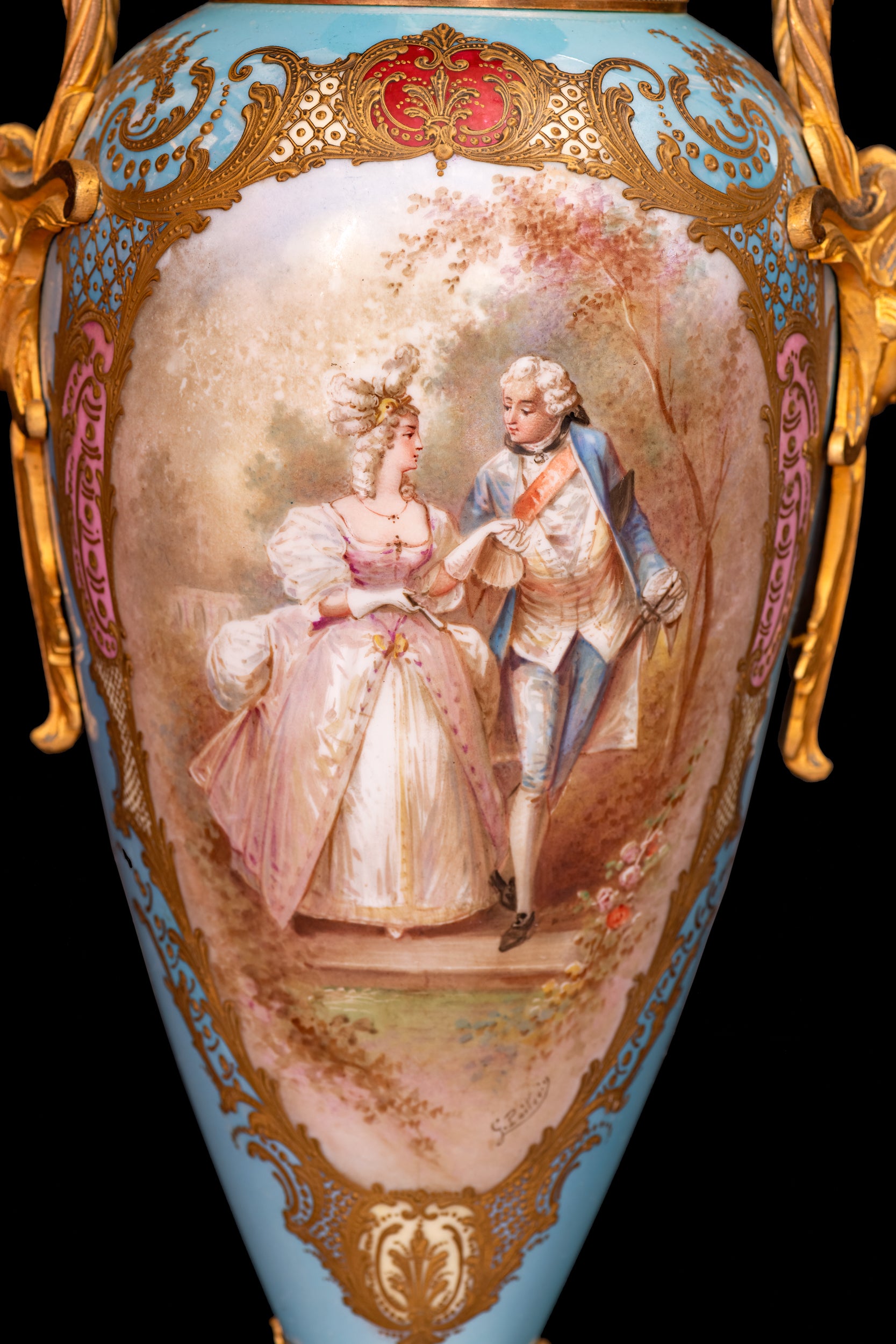 PAIR OF 19TH CENTURY SEVRES PORCELAIN VASES - REF No. 186