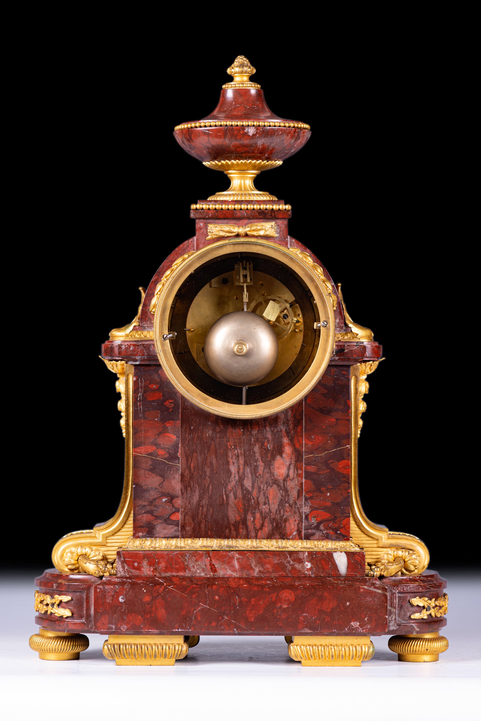 ROUGE MARBLE CLOCK BY RAINGO FRERES, PARIS. - REF No. 151
