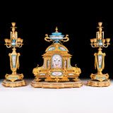 SEVRES STYLE PORCELAIN CLOCK GARNITURE - REF No. 151