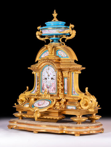 SEVRES STYLE PORCELAIN CLOCK GARNITURE - REF No. 151