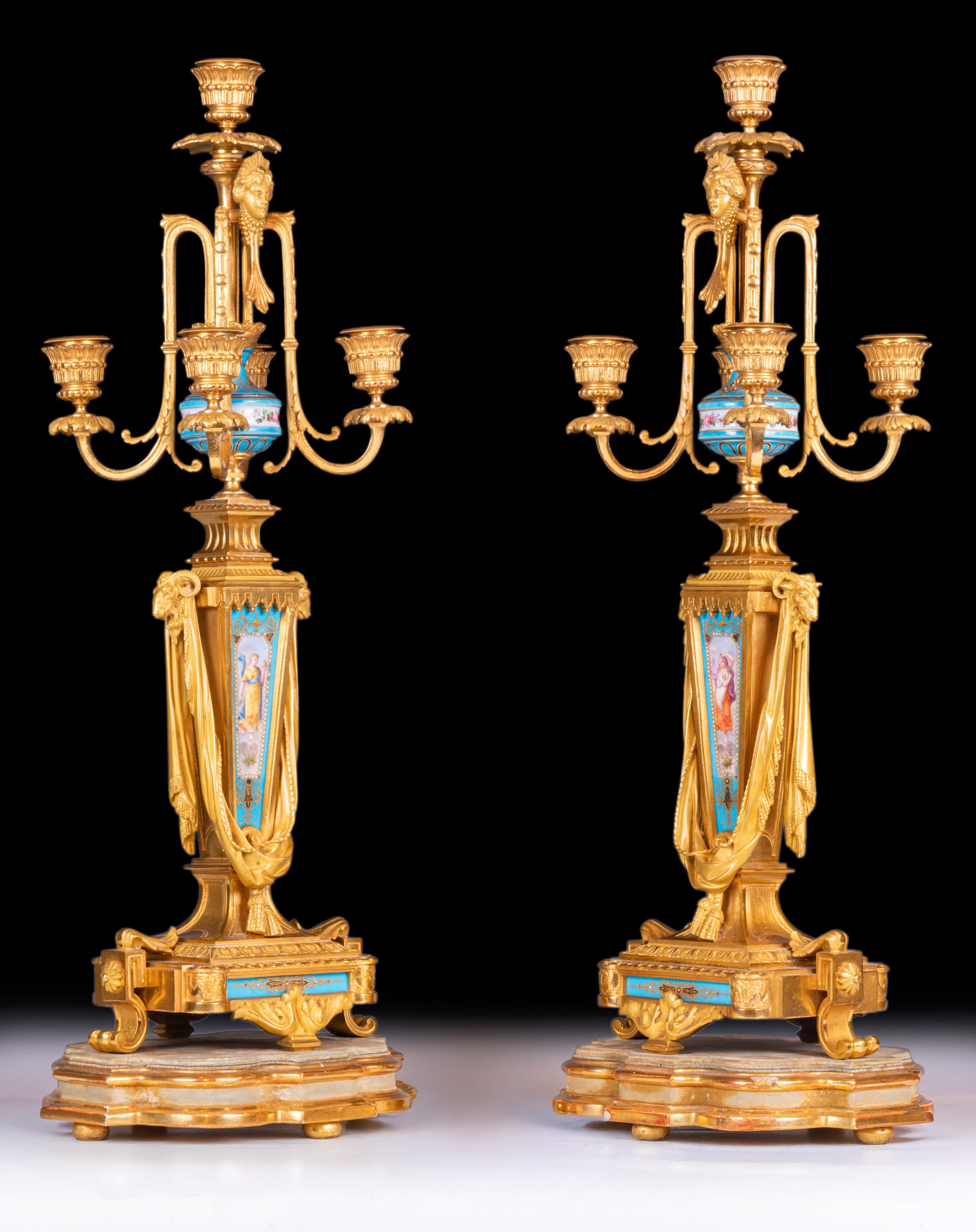 SEVRES STYLE PORCELAIN CLOCK GARNITURE - REF No. 151