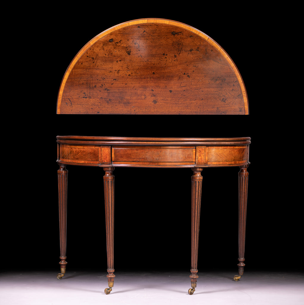 PAIR OF GEORGIAN MAHOGANY DEMI LUNE CARD TABLES - REF No. 9013 (Copy)