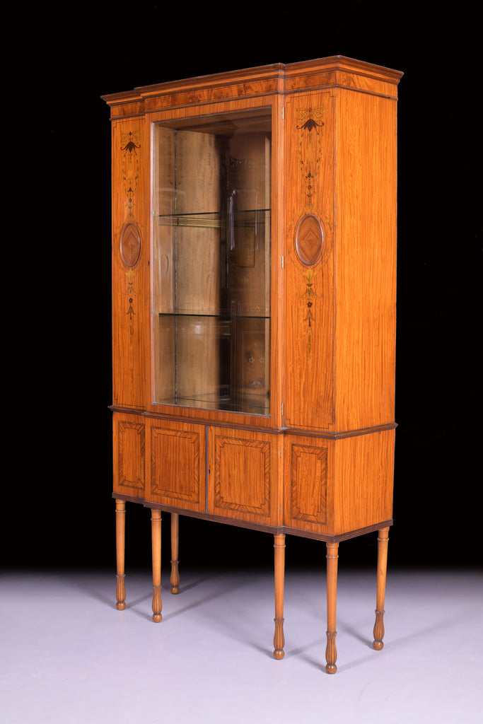 EDWARDIAN SATINWOOD DISPLAY CABINET - REF No. 4084
