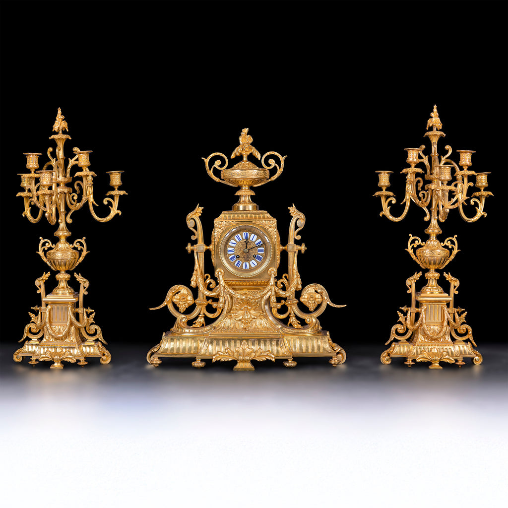 19TH CENTURY FRECH CLOCK GARNITURE - REF No. 127