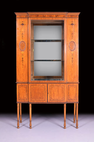 EDWARDIAN SATINWOOD DISPLAY CABINET - REF No. 4084