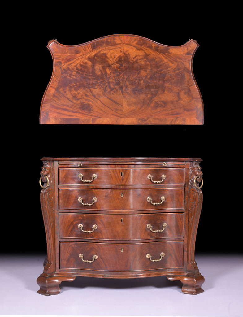 A GEORGE II STYLE MAHOGANY SERPENTINE COMMODE, LATE 19TH CENTURY - REF No. 4050