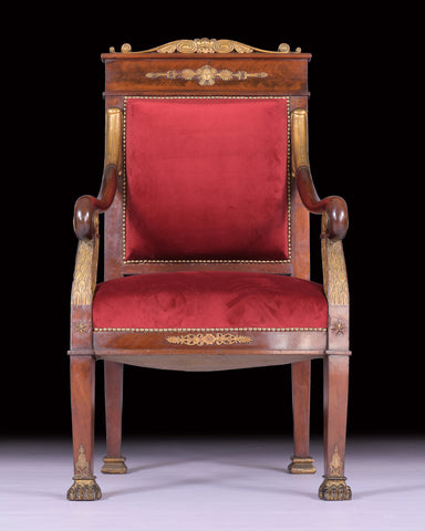 A SUPERB PAIR OF FRENCH EMPIRE ARMCHAIRS ATTRIBUTED TO JACOB-DESMALTER    - REF No. 8023
