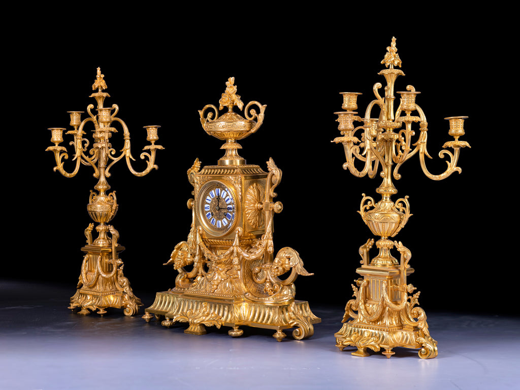 19TH CENTURY FRECH CLOCK GARNITURE - REF No. 127