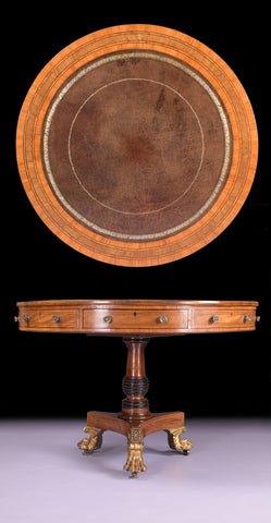 AN EXCEPTIONAL REGENCY DRUM TABLE - REF No. 7060