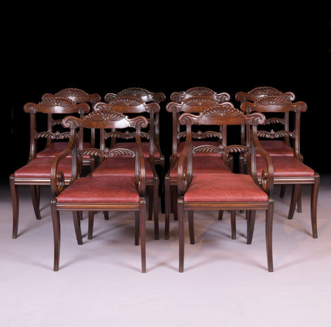 PAIR OF REGENCY LIBRARY CHAIRS - REF No. 8017