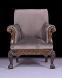 A FINE PAIR OF IRISH LIBRARY ARMCHAIRS - REF No. 8018