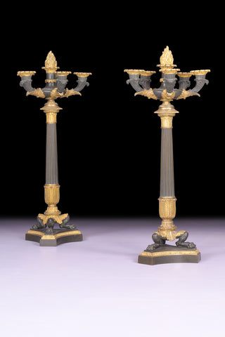 A MAGNIFICENT PAIR OF ORMOLU CANDELABRA LAMPS IN THE LOUIS XV TASTE - REF No.1005