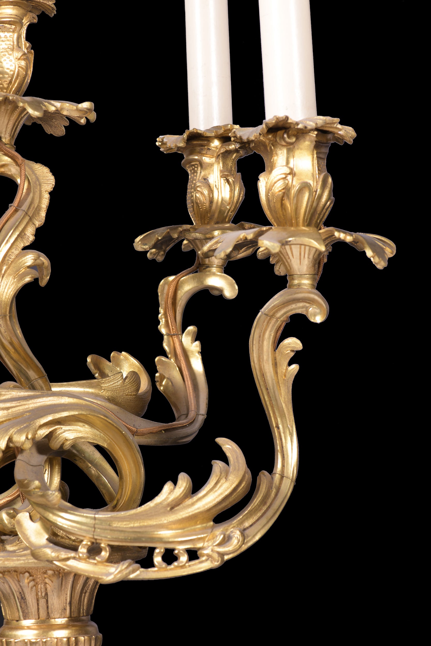 A MAGNIFICENT PAIR OF ORMOLU CANDELABRA LAMPS IN THE LOUIS XV TASTE - REF No.1005