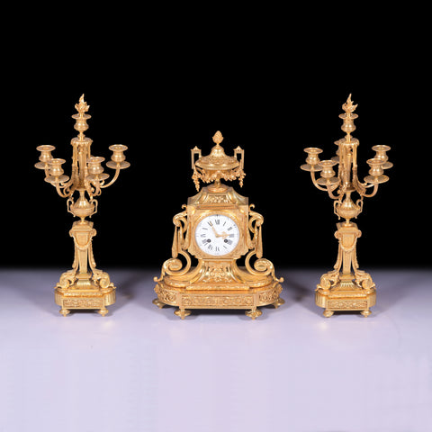 A FRENCH CLOCK GARNITURE BY PROSPER ROUSSEL OF PARIS - REF No. 104