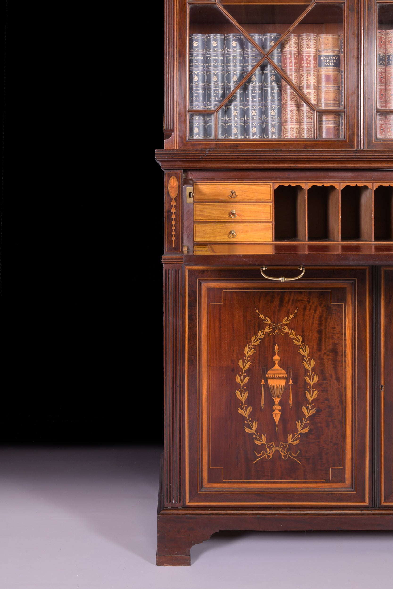 SECRETAIRE BOOKCASE STAMPED EDWARDS & ROBERTS OF LONDON - REF No. 4053